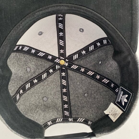 Adidas Original logo hat Wool mix Black/Gray Flat Brim Adjustable Streetwear - Picture 7 of 10